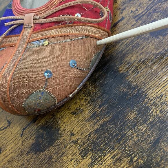 Naked Feet Flats Loafers‎ Womens Sz 8M Orange Red Blue Sequins Boho - Picture 9 of 12